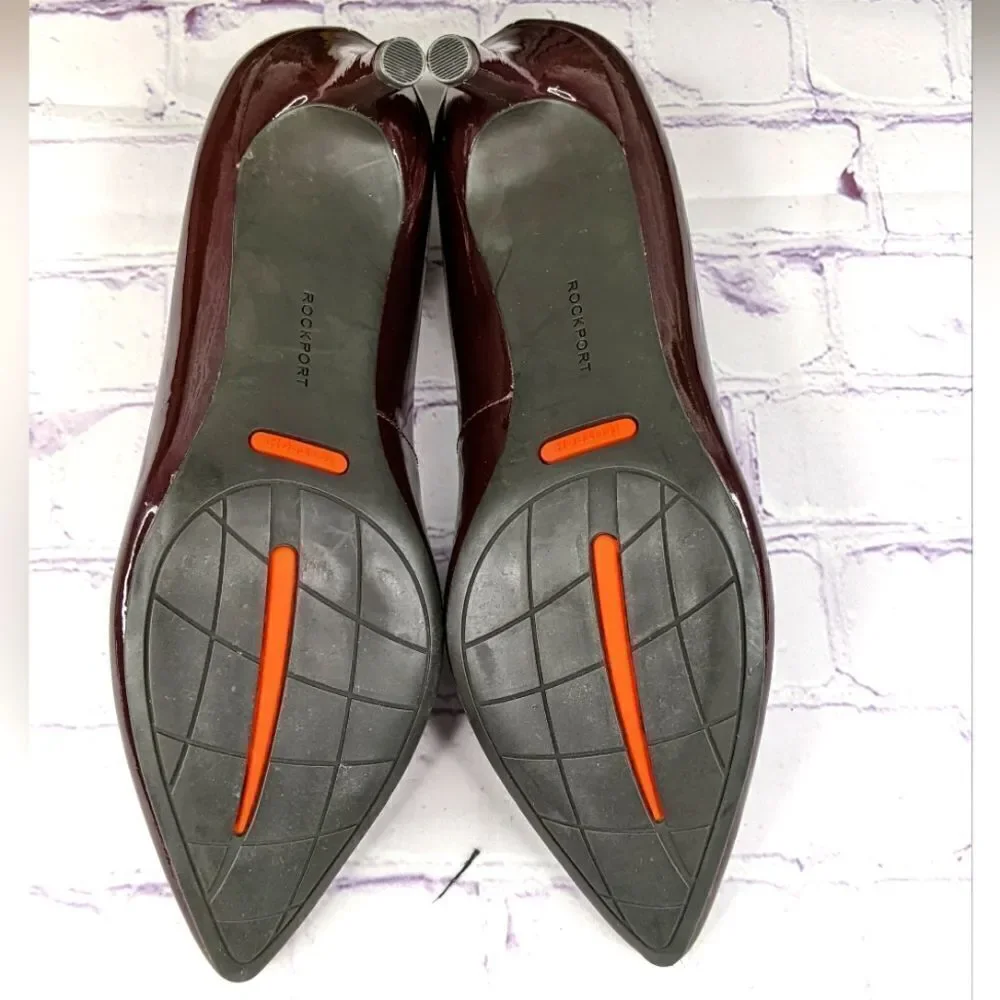 Rockport Total Motion 75mm Wine Burgundy Patent Pointed Toe Pump Heel